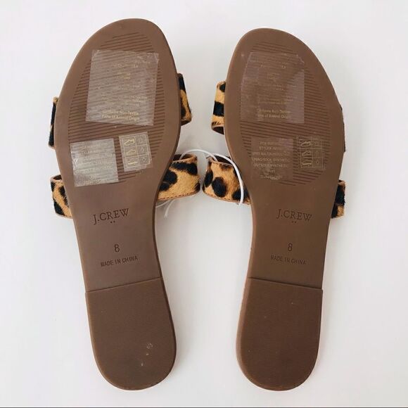 New! J. Crew Leopard Calf Hair Beachside Cheetah Summer Beach Slide Sandals - Picture 7 of 7